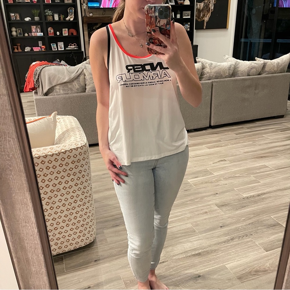 Under Armour White and Red Tank Top